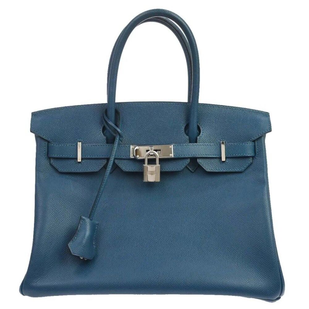 Hermes Birkin Blue Togo With Palladium Hardware Blue Leather Handbag